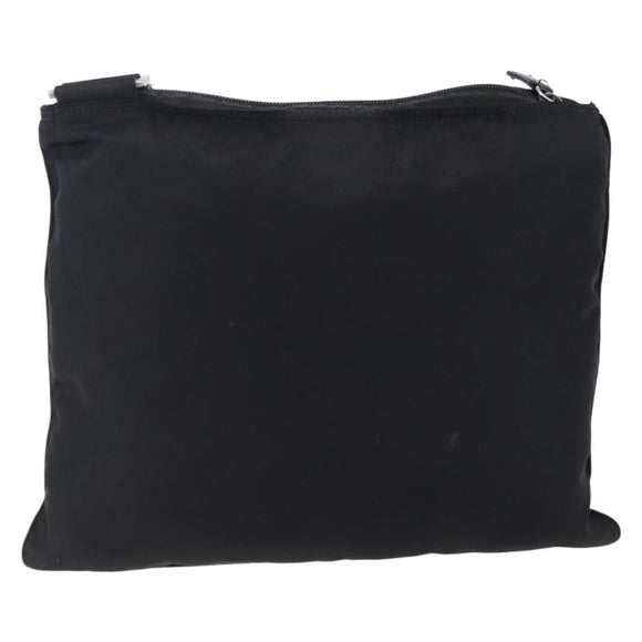 PRADA Shoulder Bag Nylon Black Silver Auth 146835