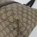 GUCCI GG Supreme Tote Bag PVC Beige Silver 111595 Auth 146837-9