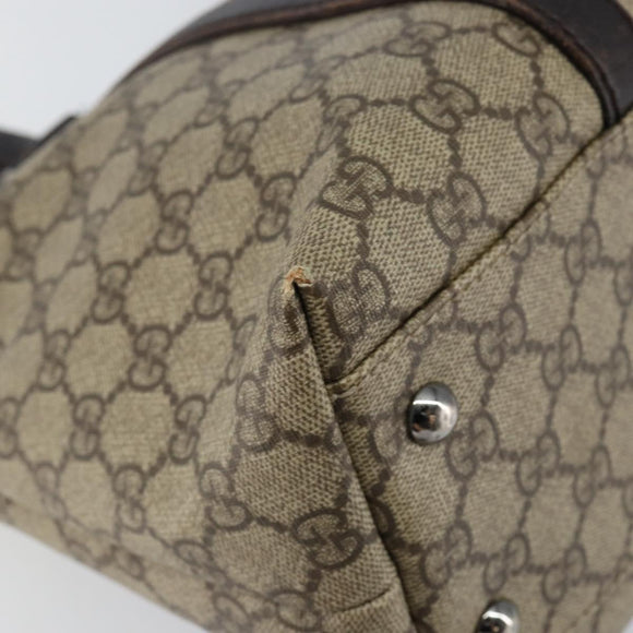 GUCCI GG Supreme Tote Bag PVC Beige Silver 111595 Auth 146837
