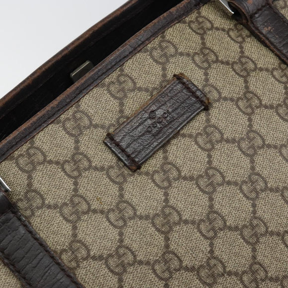 GUCCI GG Supreme Tote Bag PVC Beige Silver 111595 Auth 146837