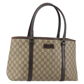 GUCCI GG Supreme Tote Bag PVC Beige Silver 111595 Auth 146837