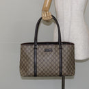 GUCCI GG Supreme Tote Bag PVC Beige Silver 111595 Auth 146837-21