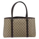 GUCCI GG Supreme Tote Bag PVC Beige Silver 111595 Auth 146837-2