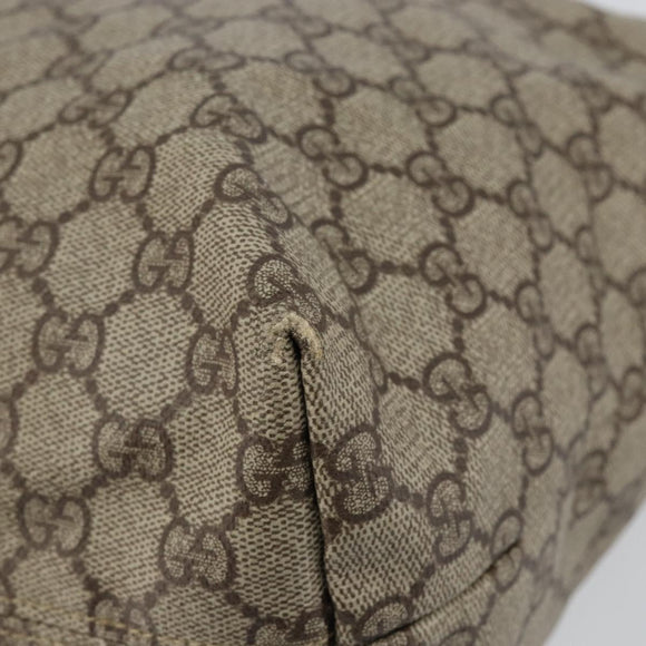 GUCCI GG Supreme Tote Bag PVC Leather Beige White Silver 181084 Auth 146838