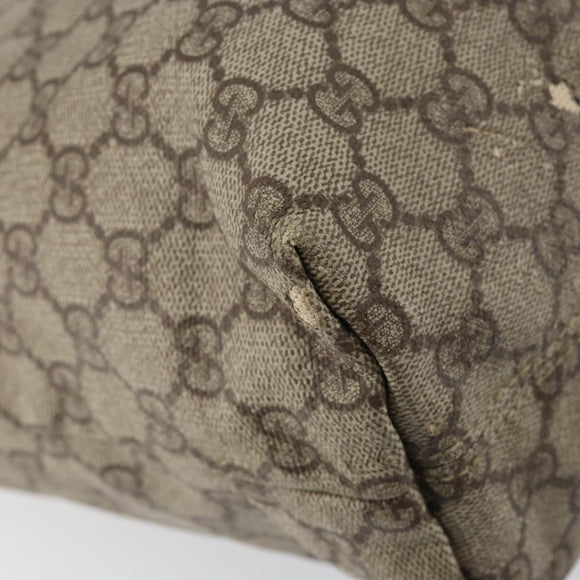 GUCCI GG Supreme Tote Bag PVC Leather Beige White Silver 181084 Auth 146838