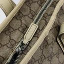 GUCCI GG Supreme Tote Bag PVC Leather Beige White Silver 181084 Auth 146838-10