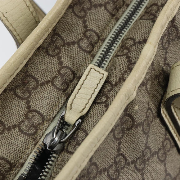 GUCCI GG Supreme Tote Bag PVC Leather Beige White Silver 181084 Auth 146838
