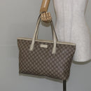 GUCCI GG Supreme Tote Bag PVC Leather Beige White Silver 181084 Auth 146838-23
