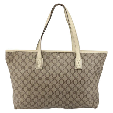 GUCCI GG Supreme Tote Bag PVC Leather Beige White Silver 181084 Auth 146838 - 0