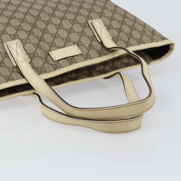 GUCCI GG Supreme Tote Bag PVC Leather Beige White Silver 181084 Auth 146838