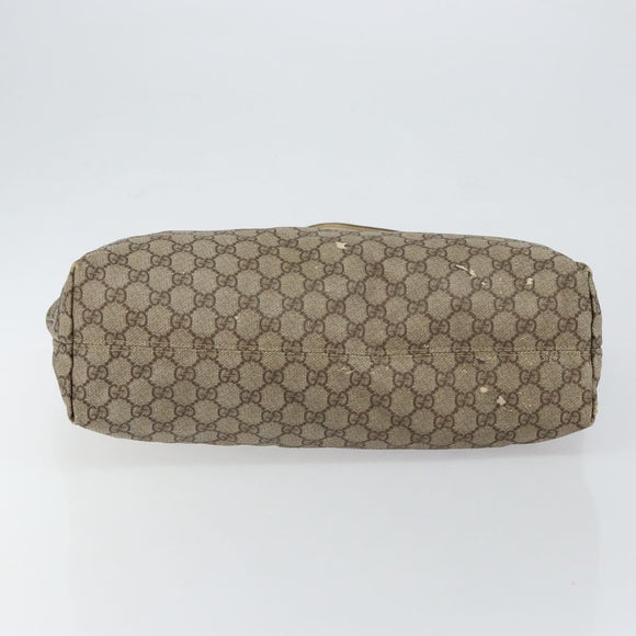 GUCCI GG Supreme Tote Bag PVC Leather Beige White Silver 181084 Auth 146838