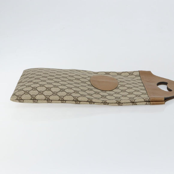 GUCCI GG Supreme Hand Bag PVC Leather Vintage Beige Auth 146840