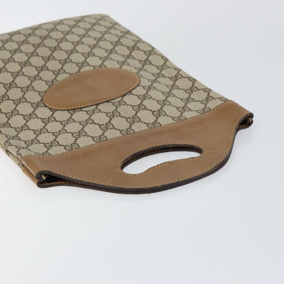 GUCCI GG Supreme Hand Bag PVC Leather Vintage Beige Auth 146840