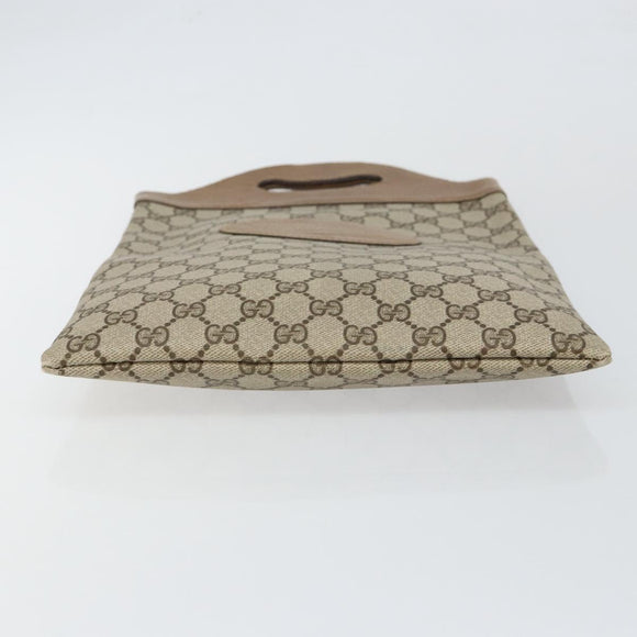 GUCCI GG Supreme Hand Bag PVC Leather Vintage Beige Auth 146840