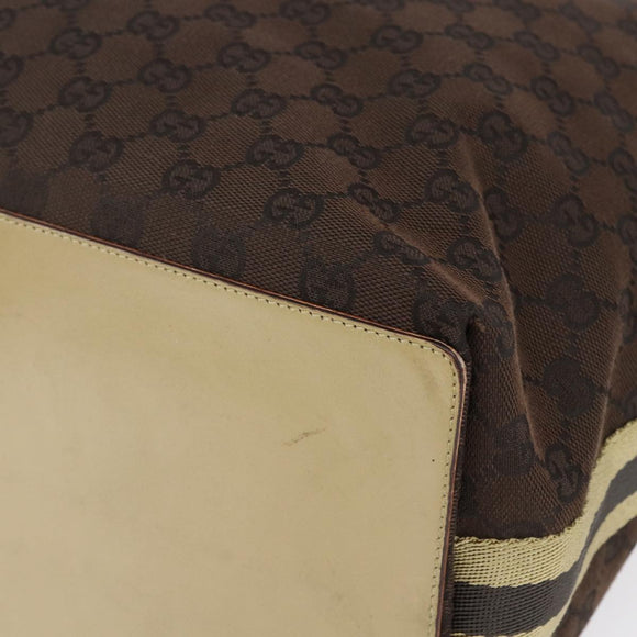 GUCCI GG Canvas Sherry Line Tote Bag Dark Brown 31242 Auth 146842