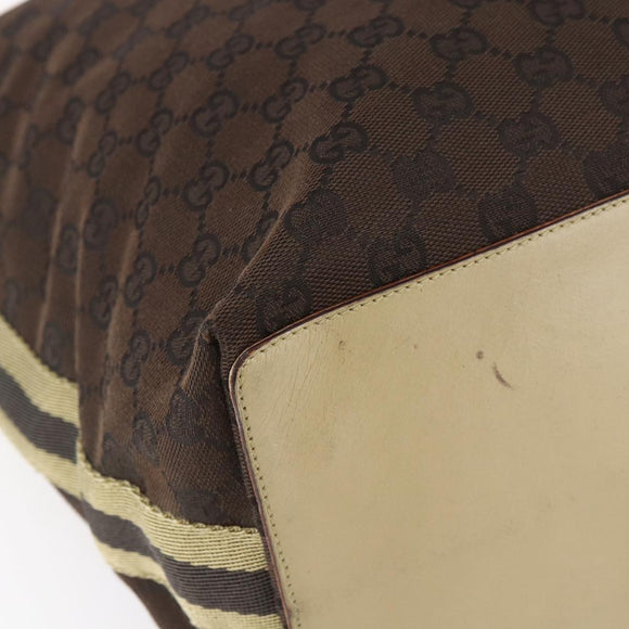 GUCCI GG Canvas Sherry Line Tote Bag Dark Brown 31242 Auth 146842