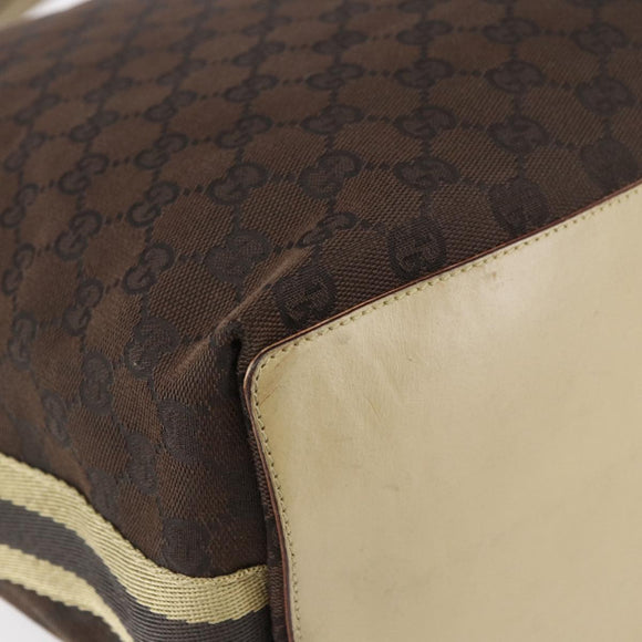 GUCCI GG Canvas Sherry Line Tote Bag Dark Brown 31242 Auth 146842