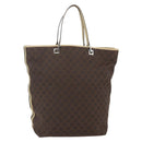 GUCCI GG Canvas Sherry Line Tote Bag Dark Brown 31242 Auth 146842-1