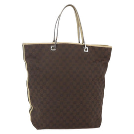 GUCCI GG Canvas Sherry Line Tote Bag Dark Brown 31242 Auth 146842