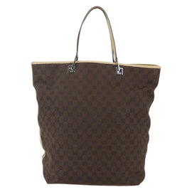 GUCCI GG Canvas Sherry Line Tote Bag Dark Brown 31242 Auth 146842 - 0