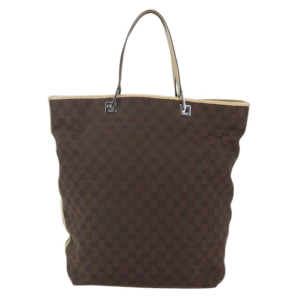 GUCCI GG Canvas Sherry Line Tote Bag Dark Brown 31242 Auth 146842