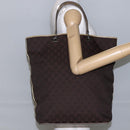 GUCCI GG Canvas Sherry Line Tote Bag Dark Brown 31242 Auth 146842-22
