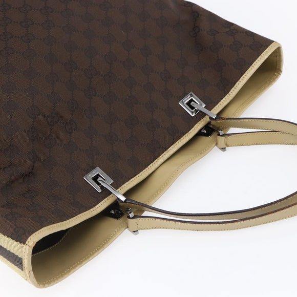 GUCCI GG Canvas Sherry Line Tote Bag Dark Brown 31242 Auth 146842