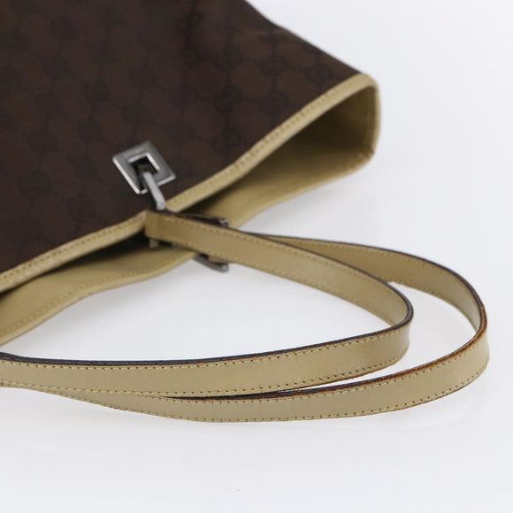 GUCCI GG Canvas Sherry Line Tote Bag Dark Brown 31242 Auth 146842