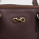 Salvatore Ferragamo Gancini Hand Bag Leather Purple Gold Auth 146846-17