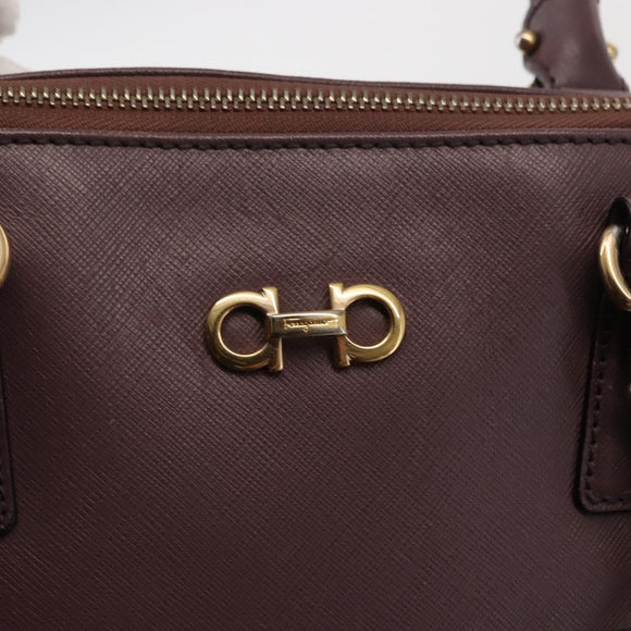Salvatore Ferragamo Gancini Hand Bag Leather Purple Gold Auth 146846