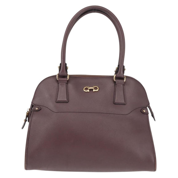 Salvatore Ferragamo Gancini Hand Bag Leather Purple Gold Auth 146846