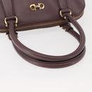 Salvatore Ferragamo Gancini Hand Bag Leather Purple Gold Auth 146846-7