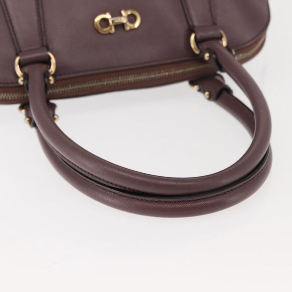 Salvatore Ferragamo Gancini Hand Bag Leather Purple Gold Auth 146846