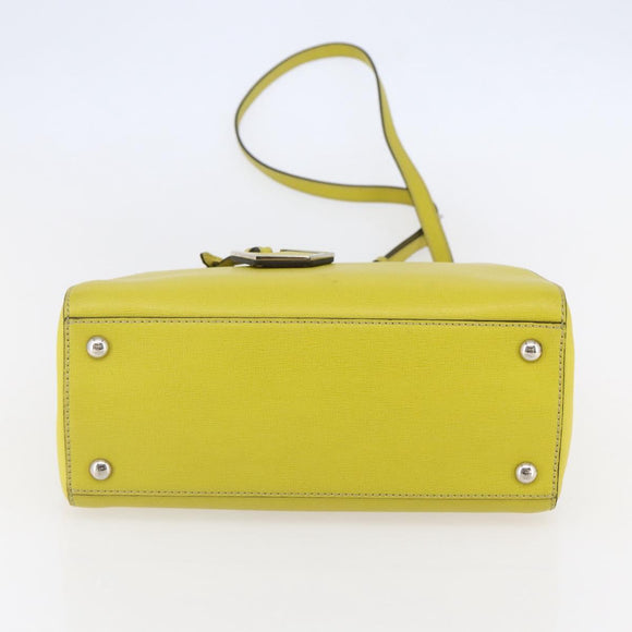 FENDI To joule Hand Bag Leather 2way Yellow Silver Auth 146860