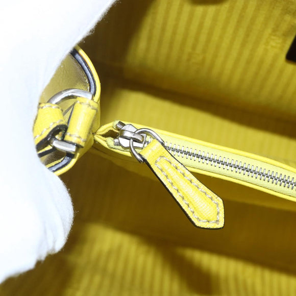 FENDI To joule Hand Bag Leather 2way Yellow Silver Auth 146860