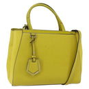 FENDI To joule Hand Bag Leather 2way Yellow Silver Auth 146860-1