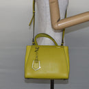 FENDI To joule Hand Bag Leather 2way Yellow Silver Auth 146860-26