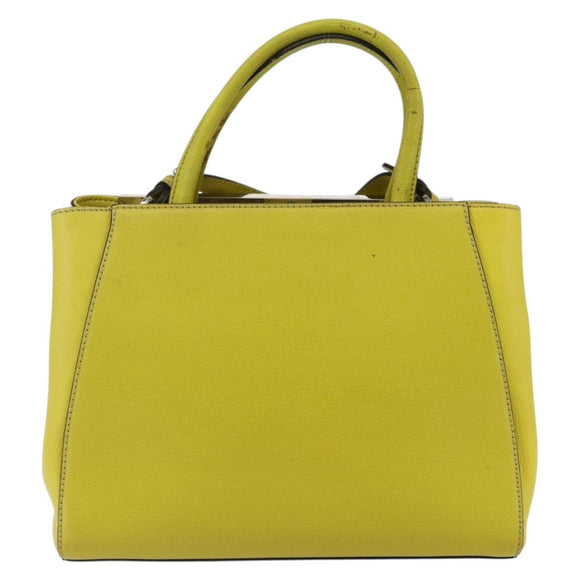 FENDI To joule Hand Bag Leather 2way Yellow Silver Auth 146860