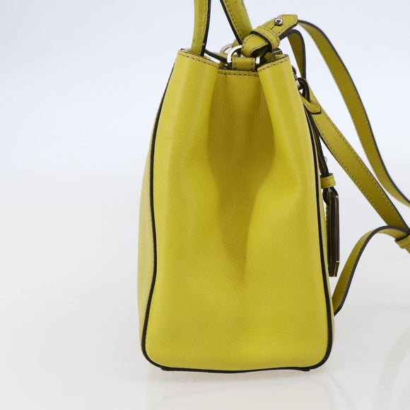 FENDI To joule Hand Bag Leather 2way Yellow Silver Auth 146860