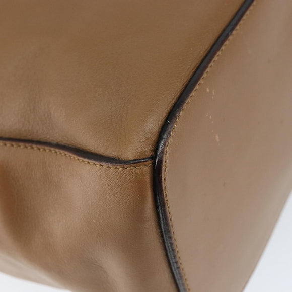 PRADA Shoulder Bag Leather Brown Silver Auth 146861