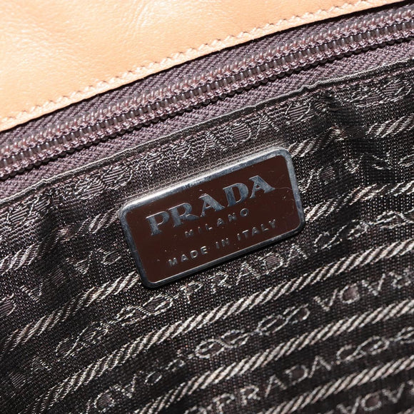 PRADA Shoulder Bag Leather Brown Silver Auth 146861