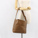 PRADA Shoulder Bag Leather Brown Silver Auth 146861-20