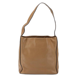 PRADA Shoulder Bag Leather Brown Silver Auth 146861 - 0