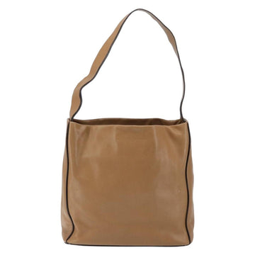 PRADA Shoulder Bag Leather Brown Silver Auth 146861 - 0