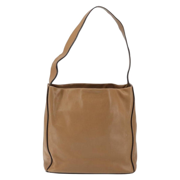 PRADA Shoulder Bag Leather Brown Silver Auth 146861