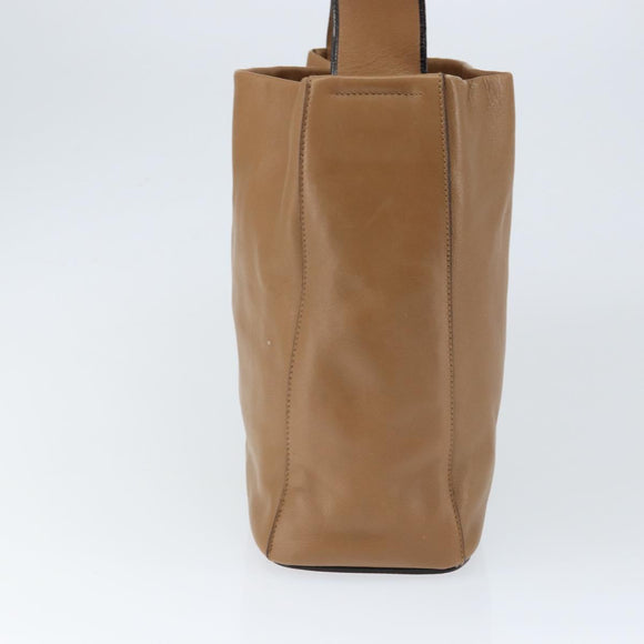 PRADA Shoulder Bag Leather Brown Silver Auth 146861