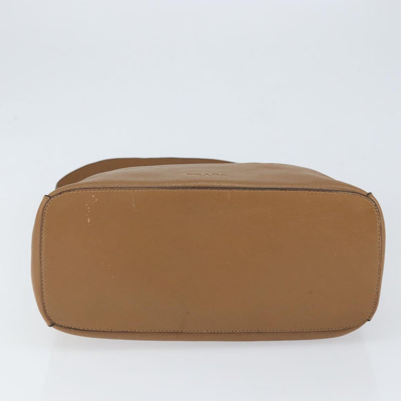 PRADA Shoulder Bag Leather Brown Silver Auth 146861