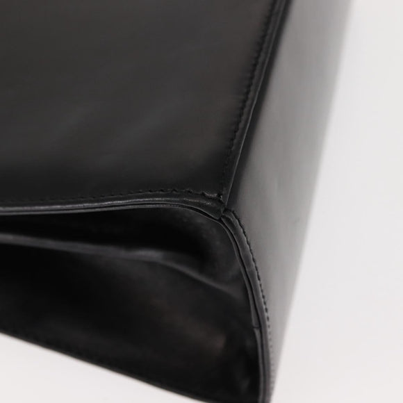 Salvatore Ferragamo Gancini Hand Bag Leather Black Gold Auth 146862