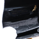 Salvatore Ferragamo Gancini Hand Bag Leather Black Gold Auth 146862-11