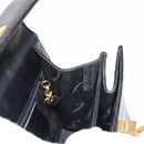 Salvatore Ferragamo Gancini Hand Bag Leather Black Gold Auth 146862-18